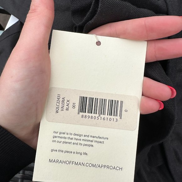 Mara Hoffman Valeria Off Shoulder Midi-Dress Black Structural Floral Accent Sz 0 - Picture 4 of 10